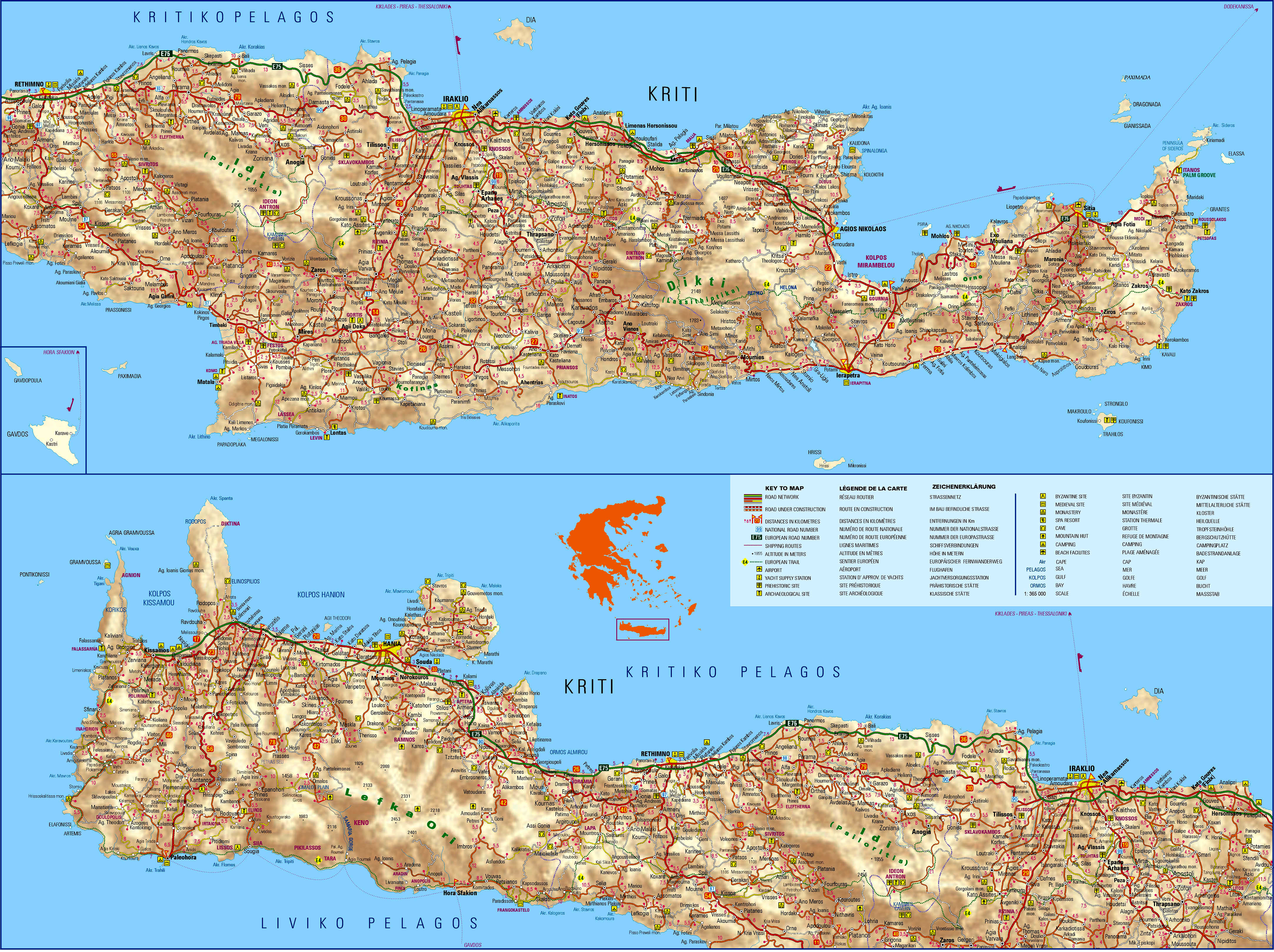 Index road maps of Crete and Lassithi